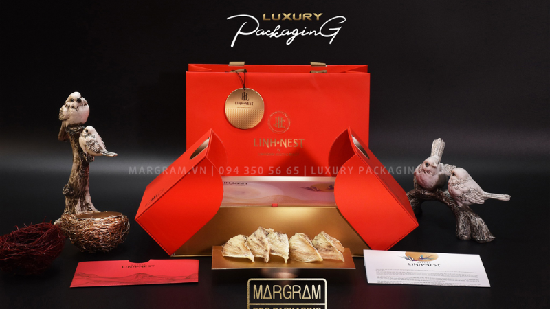 Mẫu hộp yến sào đẹp với sắc đỏ quyền lực và đẳng cấp