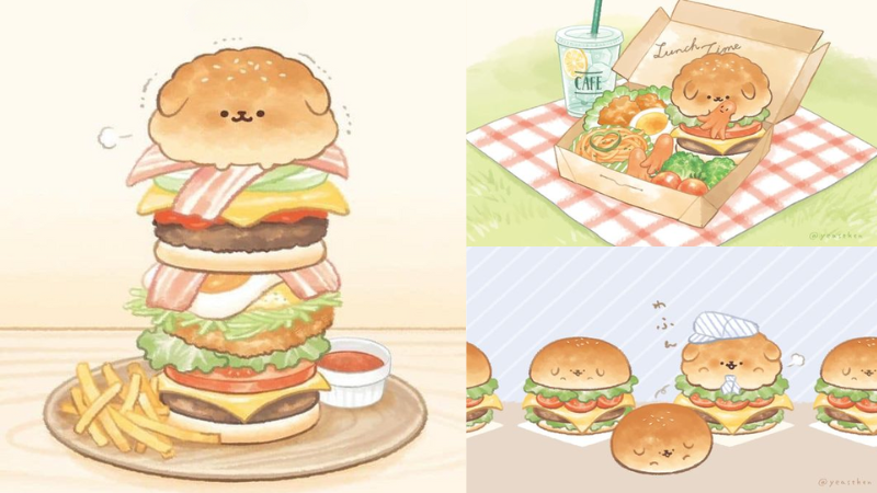 BST chibi chú cún hamburger