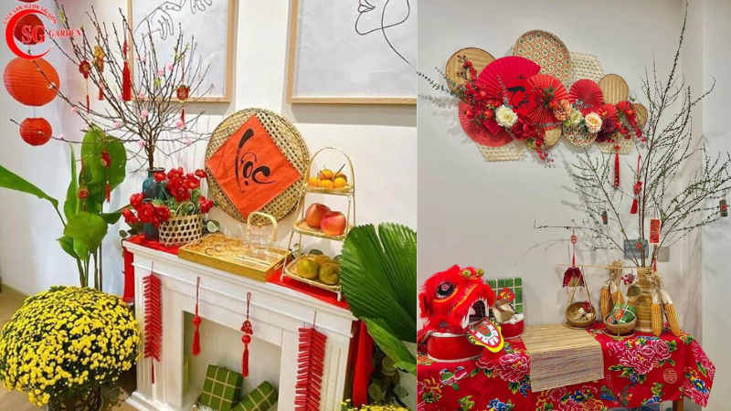 G&oacute;c trang tr&iacute; Tết đơn giản nhưng tinh tế