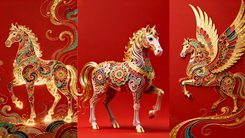 H&igrave;nh ảnh ch&uacute; ngựa Tết 2026 được họa tiết h&oacute;a tỉ mỉ