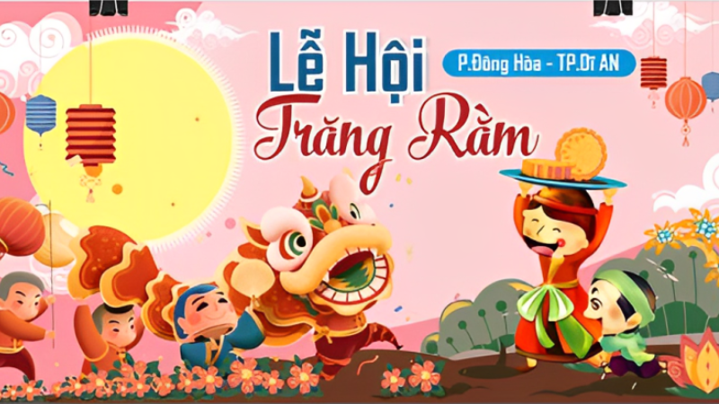 Hình nền tái hiện khung cảnh Trung thu truyền thống