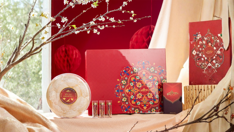 Hộp yến sào sang trọng bằng gỗ sơn