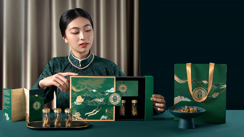 Kết hợp yếu tố Đông - Tây trong bao bì và in tem đông trùng hạ thảo