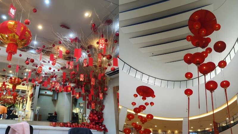 Lồng đ&egrave;n lung linh decor văn ph&ograve;ng Tết, ấm c&uacute;ng sum vầy