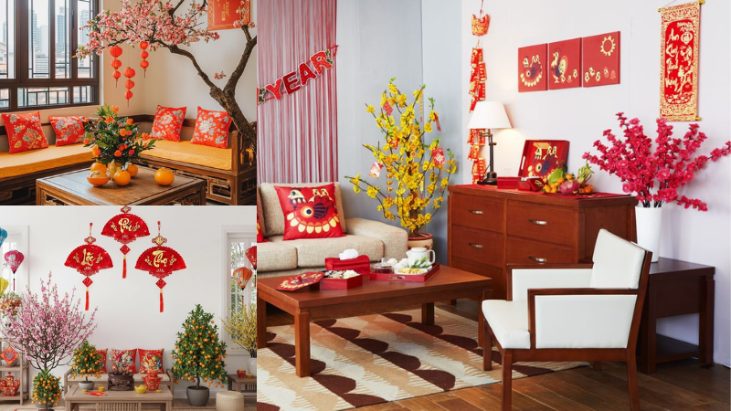 Mang kh&ocirc;ng kh&iacute; xu&acirc;n v&agrave;o nh&agrave; với c&aacute;ch trang tr&iacute; Tết ph&ograve;ng kh&aacute;ch