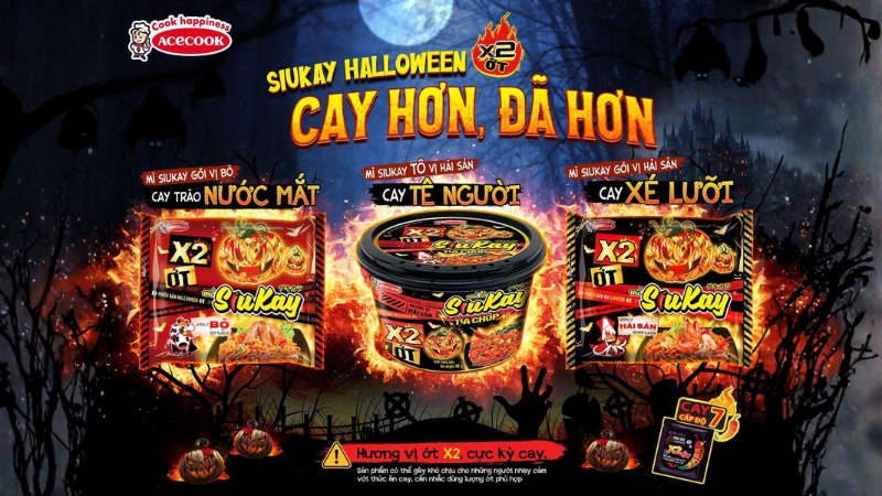 Mì SiuKay X2 Ớt Halloween ''Cay Tột Đỉnh'' của Acecook Mì SiuKay X2 Ớt Halloween ''Cay Tột Đỉnh'' của Acecook