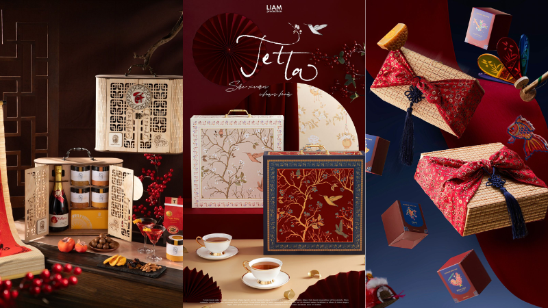 Mẫu bao b&igrave; hộp qu&agrave; Tết đẹp lấy cảm hứng từ c&acirc;u chuyện v&agrave; họa tiết Tết Việt Nam