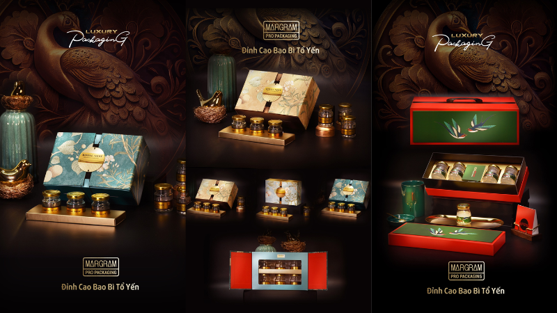 Mẫu bao bì yến sào ưu tiên trải nghiệm mở hộp của khách hàng
