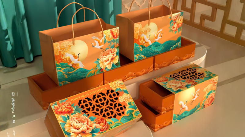 Mẫu hộp 2 b&aacute;nh nhỏ gọn, in logo tối ưu chi ph&iacute; cho đơn h&agrave;ng hộp b&aacute;nh Trung Thu số lượng lớn