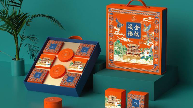 Mẫu hộp &acirc;m dương thanh lịch đựng set b&aacute;nh Trung Thu v&agrave; tr&agrave; cao cấp