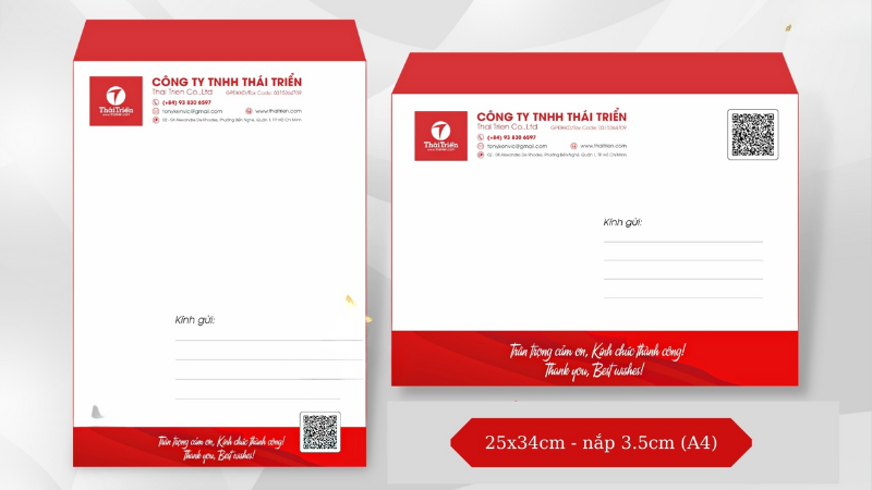Mẫu phong bì doanh nghiệp với kích thước đa dạng