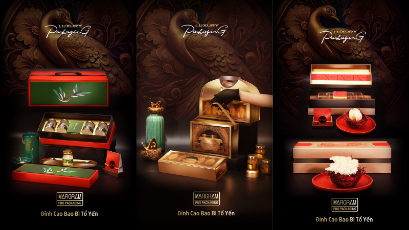 Mẫu thiết kế bao bì yến sào đẹp không chỉ dừng lại ở sắc đỏ