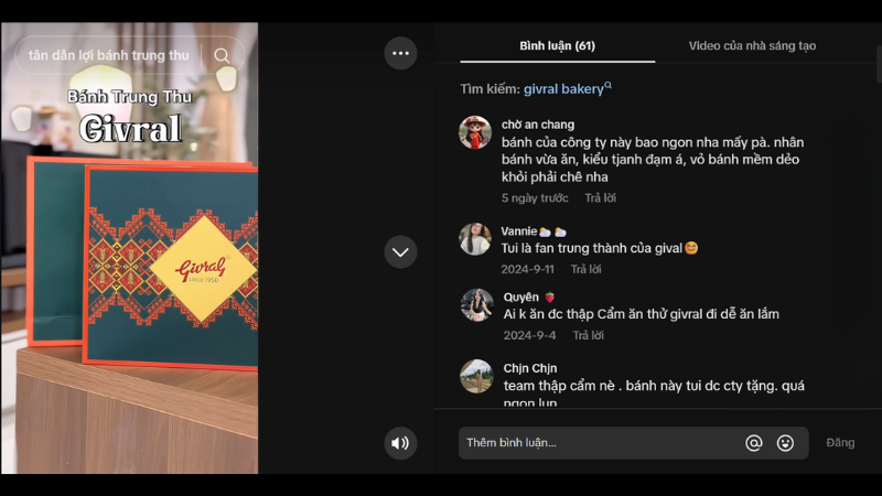 Nhận xét về nhân bánh thập cẩm Givral trên TikTok