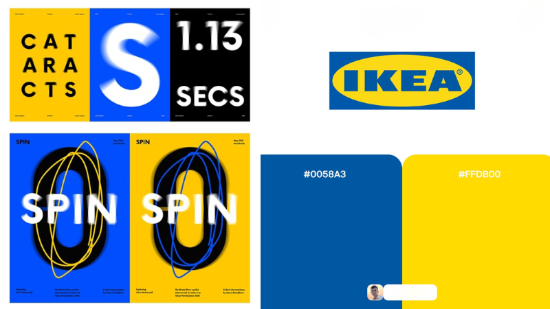 Phối màu logo màu xanh dương và vàng