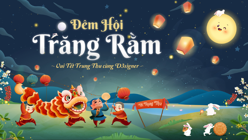 Poster Trung thu cho bé với các hoạt động đón trăng quen thuộc