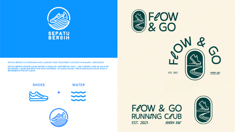 Sự phối hợp độc đáo trong logo giày thể thao