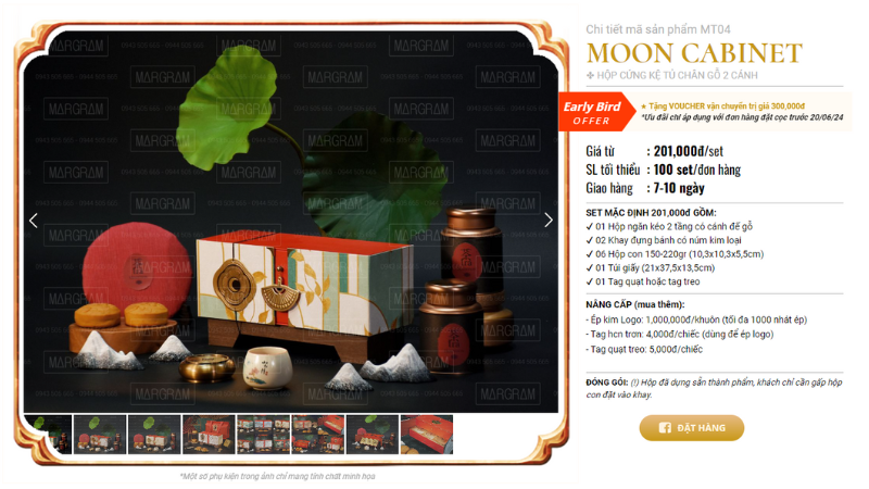 Set Moon Cabinet- Hộp cứng kệ tủ chân gỗ 2 cánh nhà MARGRAM