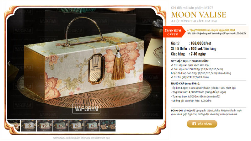 Set Moon Valise- Hộp cứng quai xách kim loại nhà MARGRAM