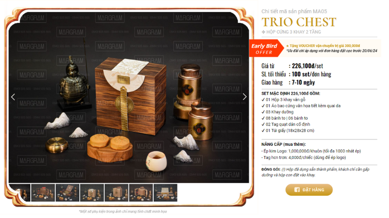 Set Trio Chest- Hộp cứng 3 khay 2 tầng nhà MARGRAM