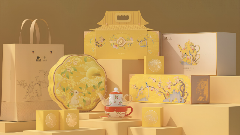 Set hộp b&aacute;nh Trung Thu cao cấp kết hợp tr&agrave; &ocirc; long thượng hạng tặng đối t&aacute;c