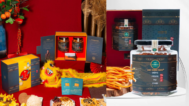 Thiết kế thông tin bao bì đông trùng hạ thảo Kim Cương Vàng Thiết kế thông tin bao bì đông trùng hạ thảo Kim Cương Vàng