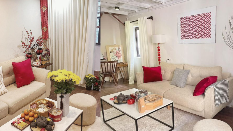 Trang tr&iacute; b&agrave;n tr&agrave; Tết tươm tất để tiếp kh&aacute;ch trong ng&agrave;y xu&acirc;n