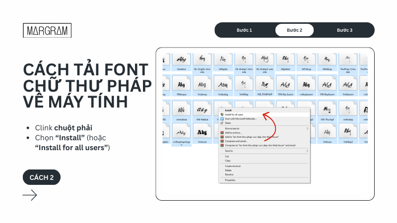 Trực tiếp c&agrave;i đặt font chữ thư ph&aacute;p ngay tại file đ&atilde; tải