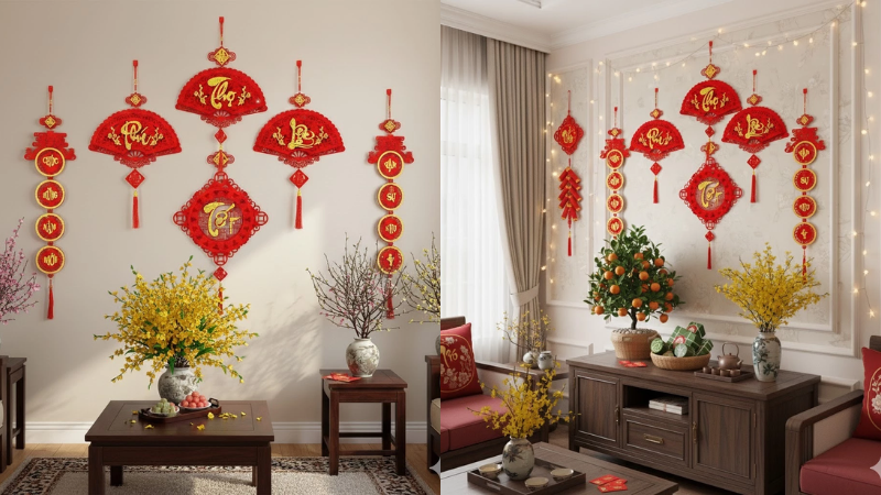 Việc trang tr&iacute; Tết trong nh&agrave; kh&ocirc;ng chỉ l&agrave;m đẹp kh&ocirc;ng gian m&agrave; c&ograve;n l&agrave; n&eacute;t đẹp văn h&oacute;a gắn kết gia đ&igrave;nh