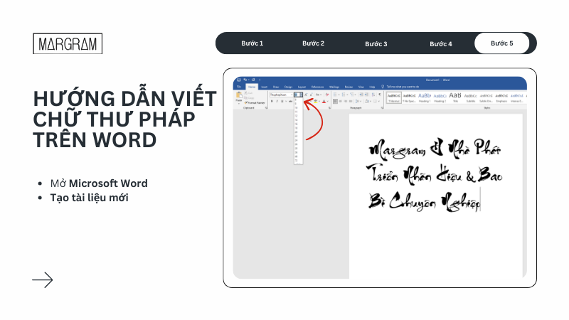 Điều chỉnh k&iacute;ch thước font chữ thư ph&aacute;p
